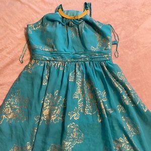 blue and gold robbie bee mini dress